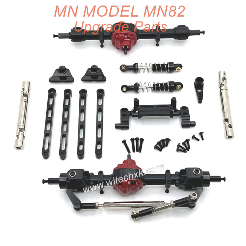 9-MN MODEL MN82 LC79 MN78 RC CAR Upgrade Parts Front and Rear Axles Kits Connect Rod Shocks Black