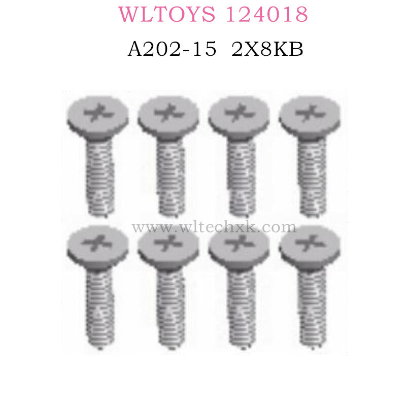 WLTOYS 124018 RC Car Original parts A202-15 Cross flat head screw 2X8KB
