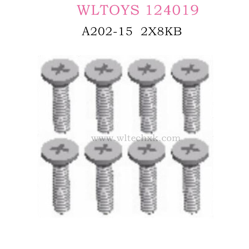 WLTOYS 124019 RC Car A202-15 Cross flat head screw 2X8KB
