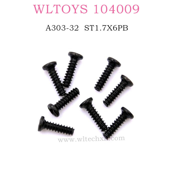 WLTOYS 104009 RC Car ST1.7X6PB D3 Round Head Cross Tapping Screws