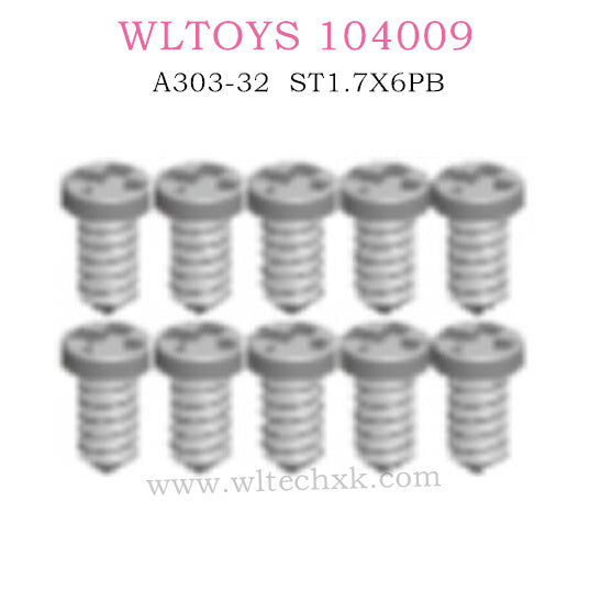 WLTOYS 104009 parts ST1.7X6PB D3 Round Head Cross Tapping Screws A303-32