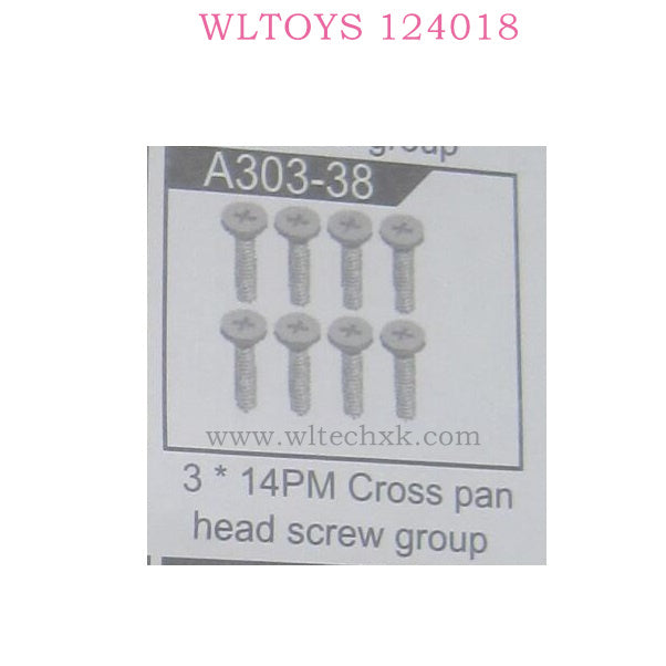 WLTOYS 124018 RC Car Original parts A303-38 3X14PM Cross Pan Head Screw Group