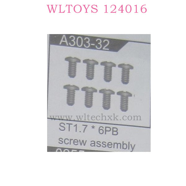 WLTOYS 124016 RC Car Part A303-32 ST1.7X6PB Screw Assembly
