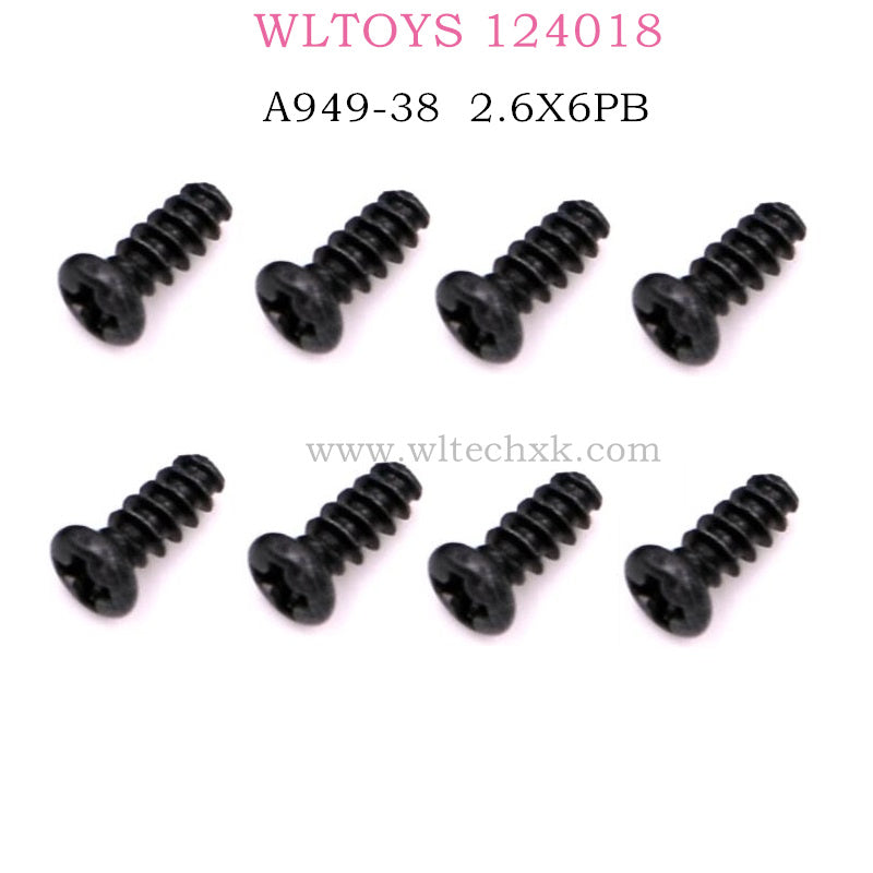 WLTOYS 124018 RC Car Original parts A949-38 Round head tapping screw 2.6X6PB