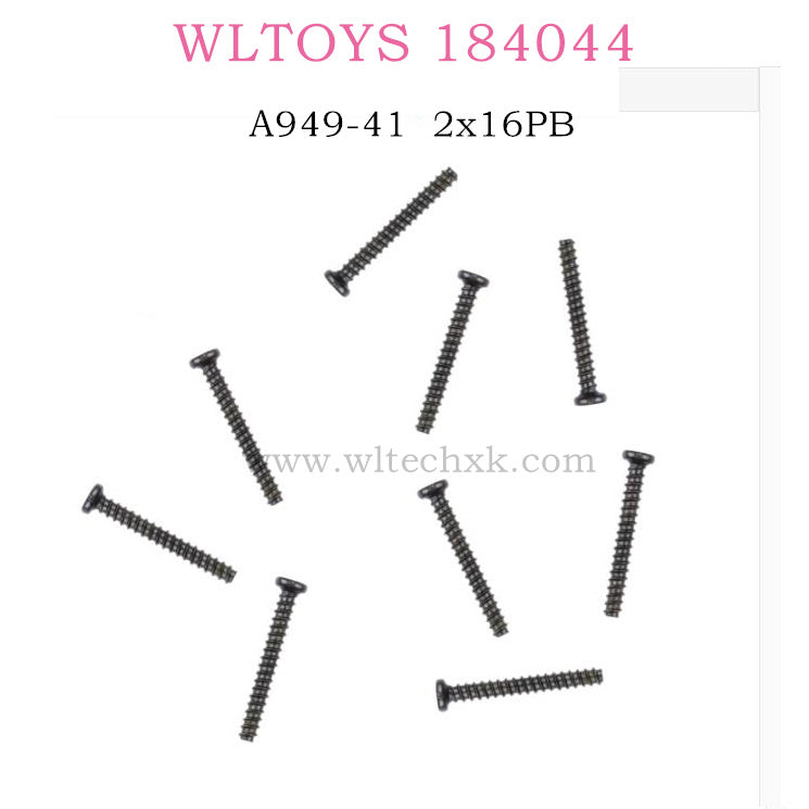 WL-Tech XK 184011 RC Racing Car Parts A949-41 2x16PB Cross Round Head Self Tapping Screw