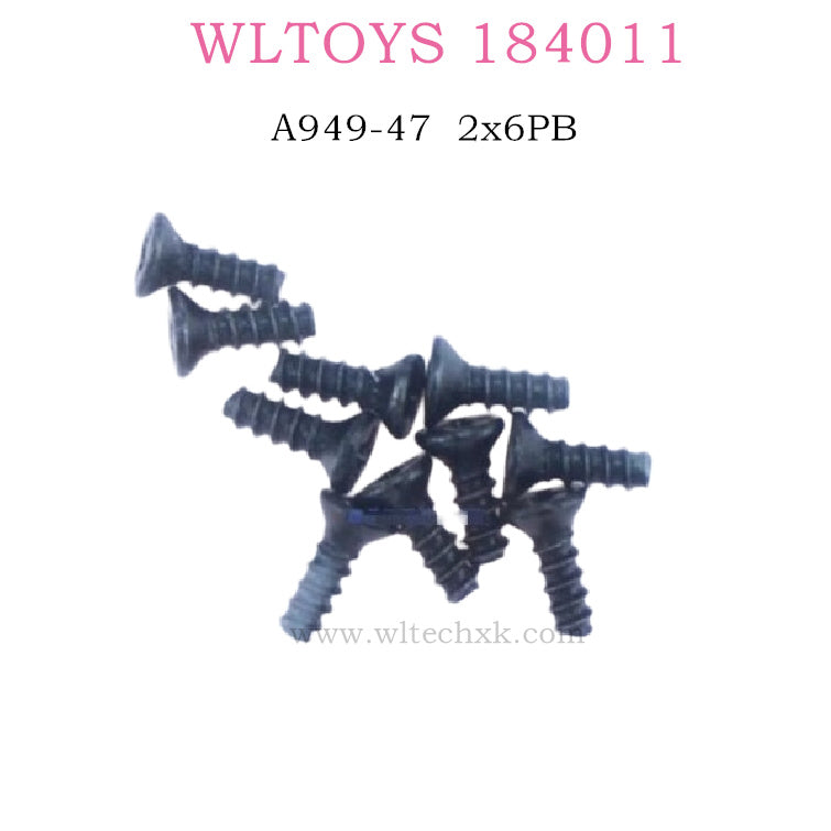 WL-Tech XK 184011 RC Racing Car Parts A949-47 2x6PB Cross Round Head Self Tapping Screw