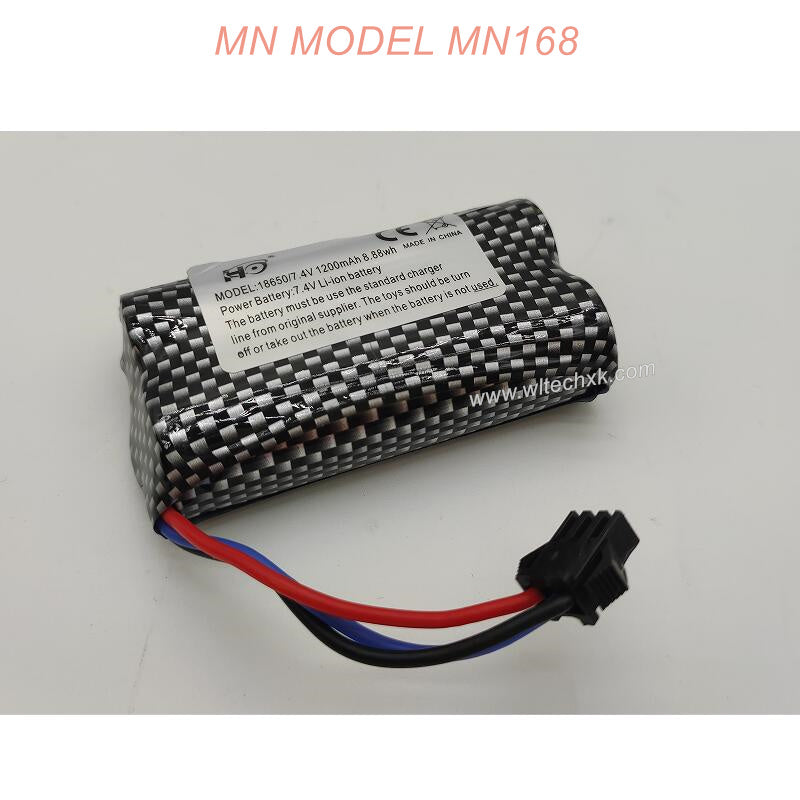 E0-12-MN RC MN168 Parts Battery 18650 7.4V 1200mAh SM3P Plug-1