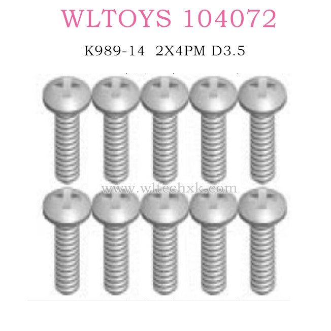 Original part of WLTOYS 104072 1/10 RC Car K989-14 2X4PM D3.5 Screws