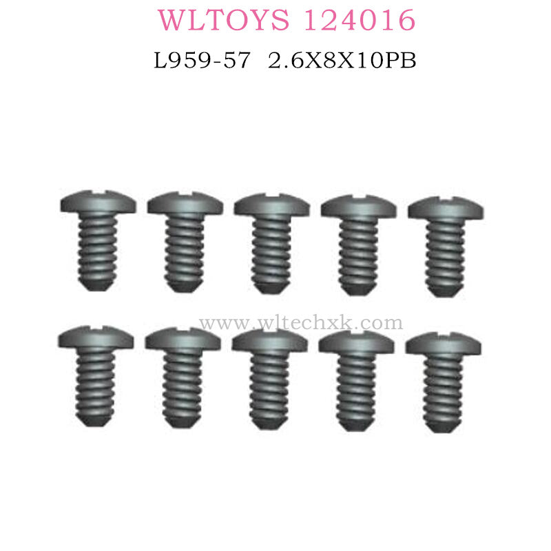 WLTOYS 124016 RC Car Part L959-57 Round head tapping screw 2.6X8X10PB