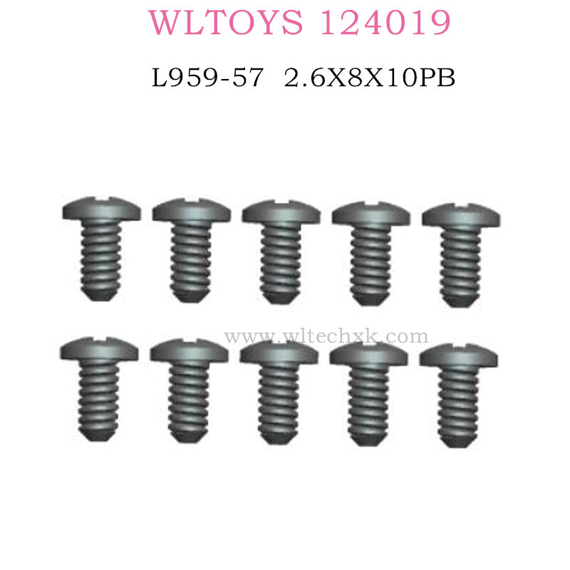 WLTOYS 124019 RC Car L959-57 Round head tapping screw 2.6X8X10PB