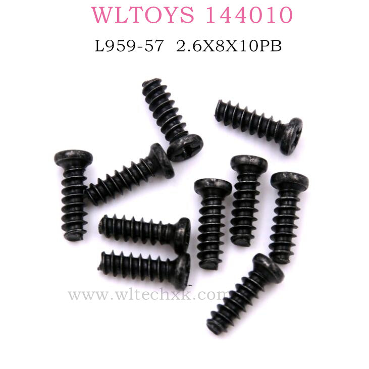 WLTOYS 144010 RC Car Original Parts L959-57 Round head tapping screw 2.6X8X10PB