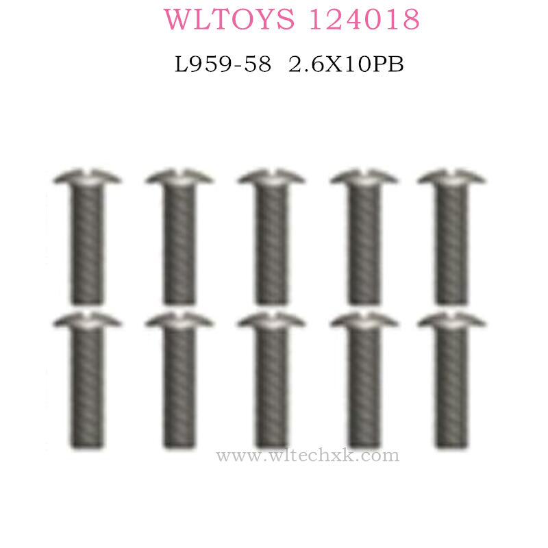 WLTOYS 124018 RC Car Original parts L959-58 Round head tapping screw 2.6X10PB