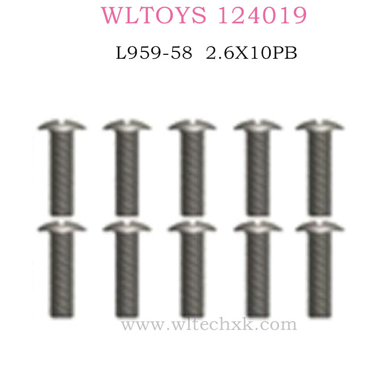 WLTOYS 124019 RC Car L959-58 Round head tapping screw 2.6X10PB