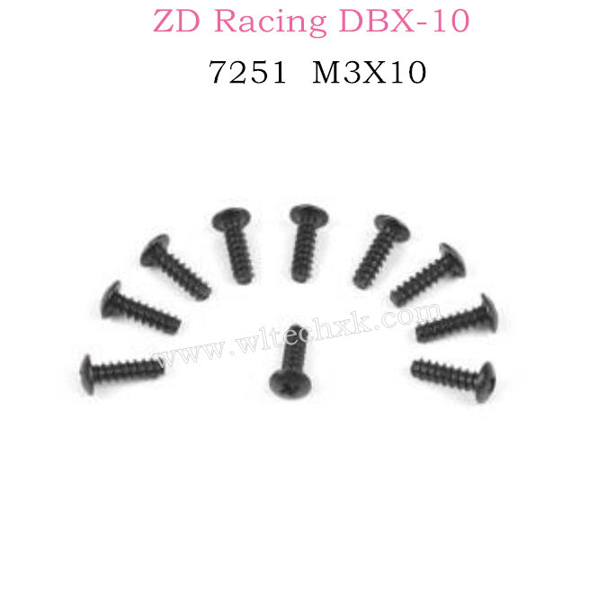 ZD RACING DBX10 Parts M3X10 Pan Self tapping Screw Set 7251