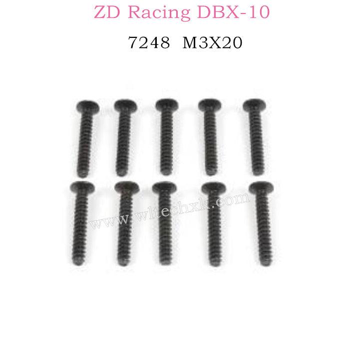 ZD RACING DBX10 Parts M3X20 Flat Head Self tapping Screw Set 7248