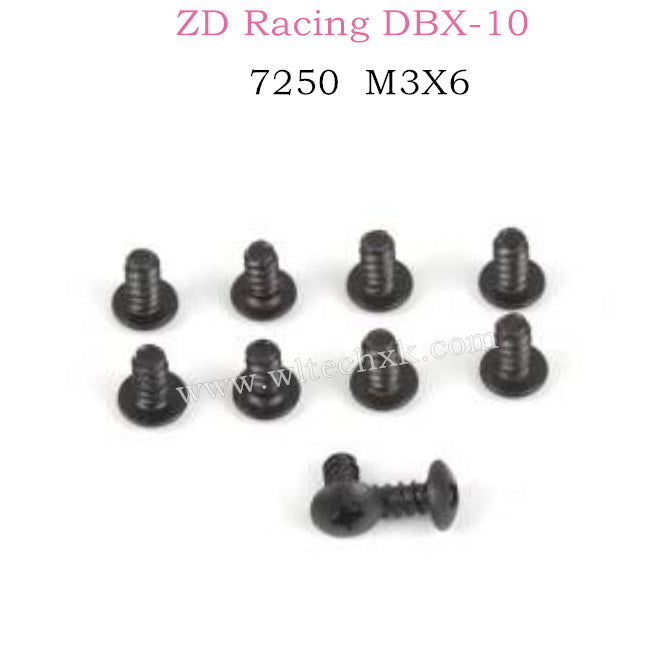 ZD RACING DBX10 Parts M3X6 Pan Self tapping Screw Set 7250
