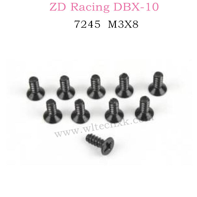 ZD RACING DBX10 Parts M3X8 Flat Head Self tapping Screw Set 7245