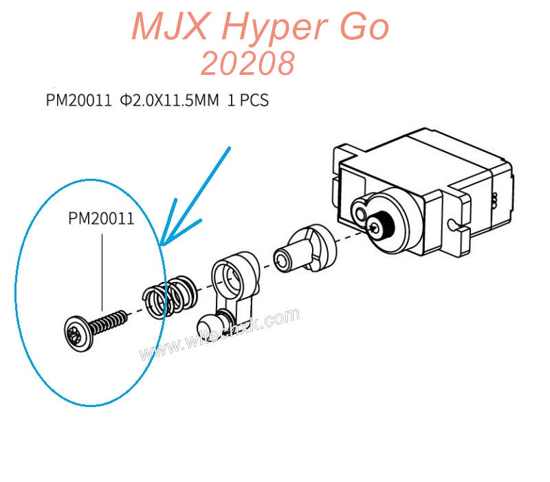 PM20011 MJX Hyper Go 20208 Original Parts Round head Flat Screw 2.0x11.5mm-1