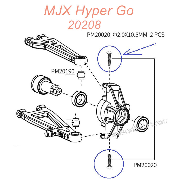 PM20020 MJX Hyper Go 20208 Original Parts Screws 2.0X10.5MM-1