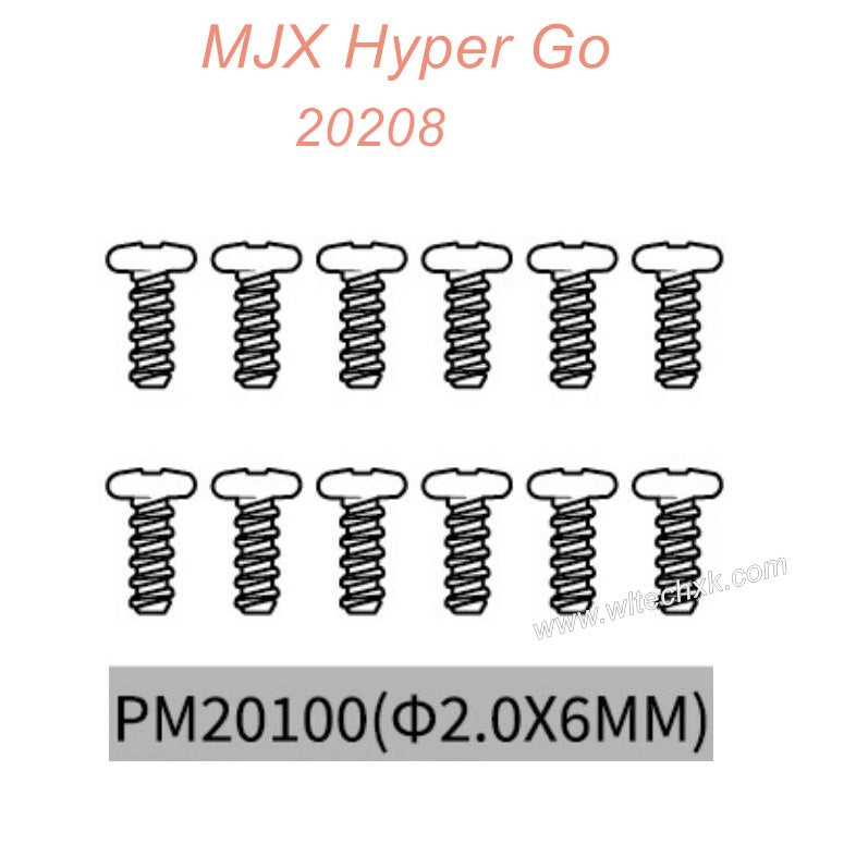 PM20100 MJX Hyper Go 20208 Original Parts Screws 2.0X6MM