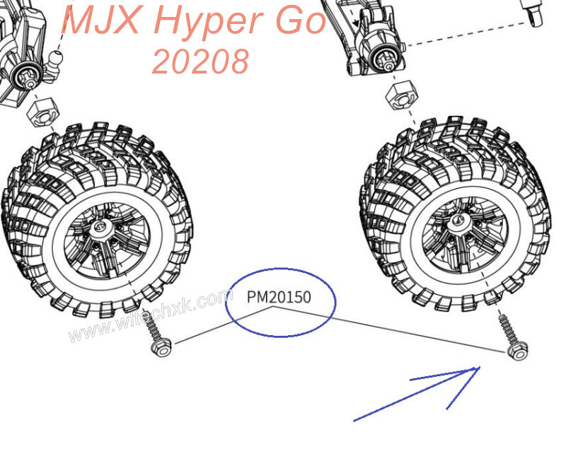 PM20150 MJX Hyper Go 20208 Original Parts Anti-Slip Screws 2.6x10MM-1