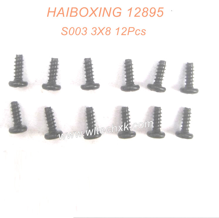 S003 HAIBOXING 12889 Parts Round Head Self Tapping Screw 3X8 12Pcs-1