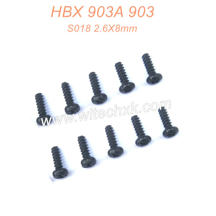 S018 Round Head Self Tapping Screw 2.6X8mm Parts For HAIBOXING 903 903A