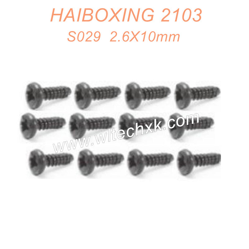 S029-HAIBOXING 2103 Parts Pan Head Self Tapping Screws PBHO2.6X10mm