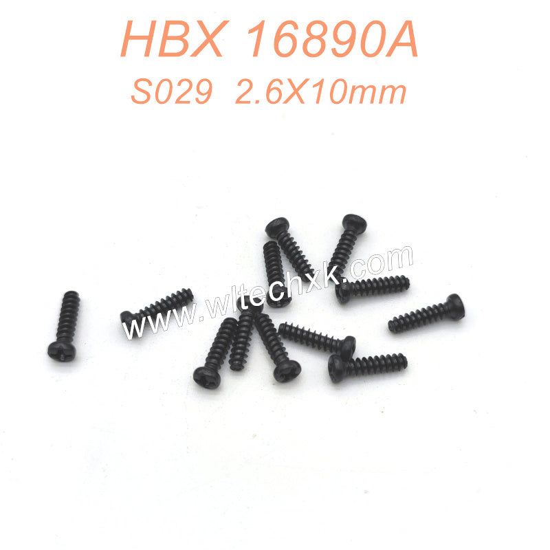 S029-HBX 16890A Parts 2.6X10mm Pan Head Self Tapping Screws
