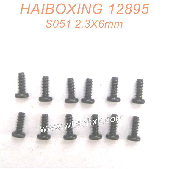 S051-HAIBOXING 12889 RC Car Parts Round Head Self Tapping Screw 2.3X6mm-3