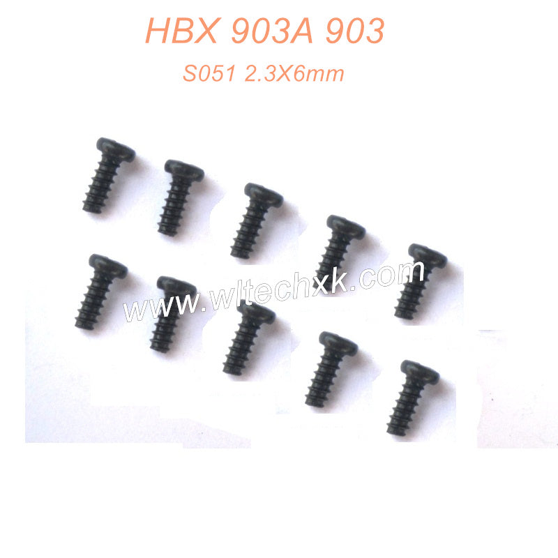 HAIBOXING HBX 903 903A RC CAR Parts Round Head Self Tapping Screw 2.3X6mm S051