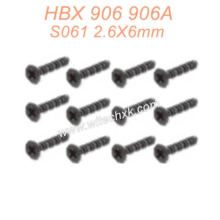 S061 HBX 906 906A RC Car Parts Countersunk head self-tapping Screws KBHO2.6X6mm