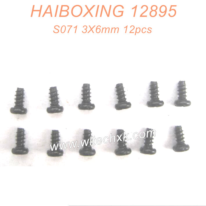 S071-HAIBOXING 12889 RC Car Parts Round Head Self Tapping Screw 3X6mm 12pcs-3