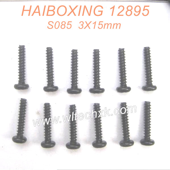 S085-HAIBOXING 12889 RC Car Parts Round Head Self Tapping 3X15mm-3