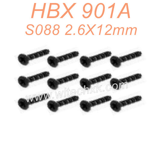 S088 Countersunk Self Tapping KBHO 2.6X12mm Parts For HBX 901A