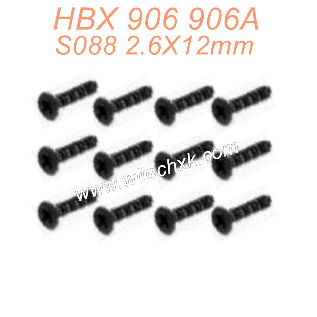 S088 HBX 906 906A RC Car Parts Countersunk Head self-tapping Screws KBHO2.6X12mm