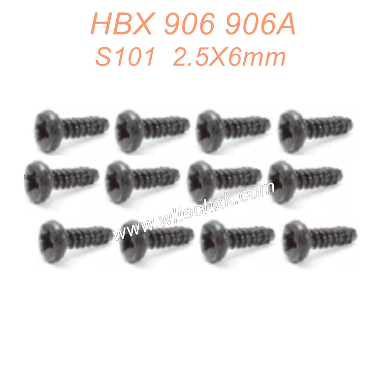 S101 HBX 906 906A RC Car Parts Flat head Screws 2.5X6mm