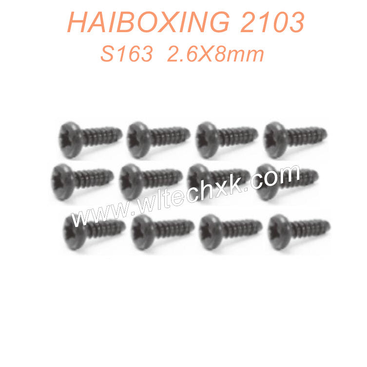 S163 HAIBOXING 2103 Parts Pan Head Self Tapping Screws PBHO 2.6X8mm