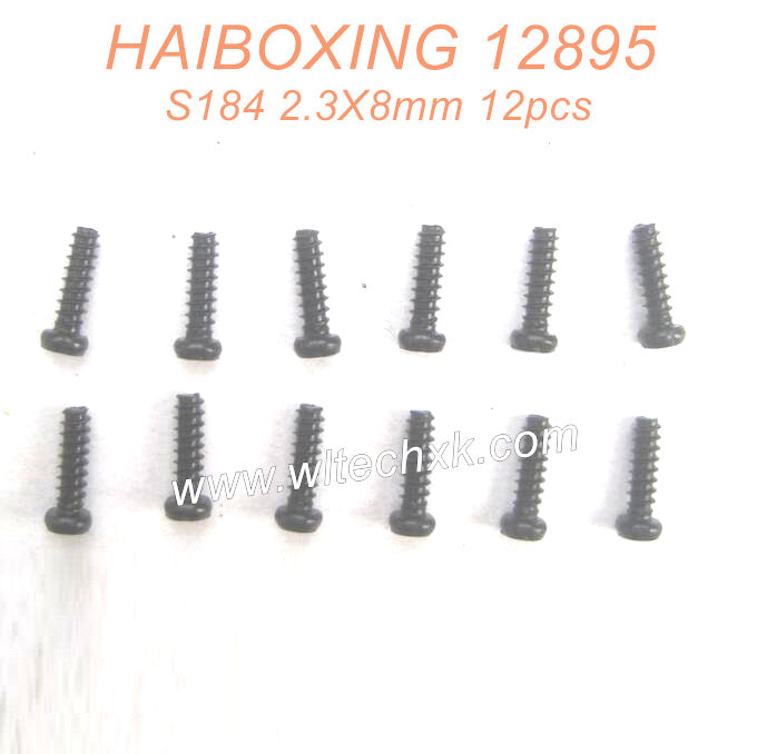 S184-HAIBOXING 12889 Parts Round Head Self Tapping Screw 2.3X8mm 12pcs-2