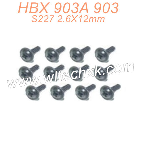 S227 Flange Head Self Tapping Screws PWTHO 2.6X12mm Parts For HBX 903 903A