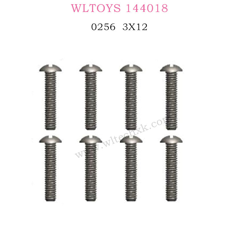 WLTOYS 144018 Parts 0256 Cross round head machine teeth screws 3X12PM