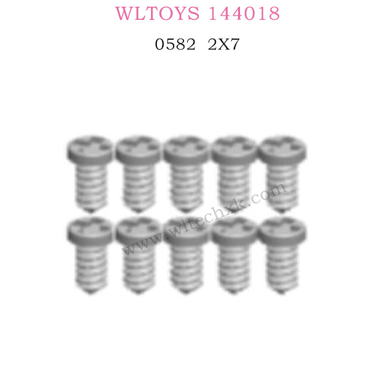 WLTOYS 144018 Parts 0582 Round head flat tail screw 2X7PB D.5