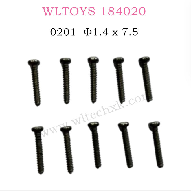 WLTOYS 184020 Parts Round head self-tapping screw 1.4 x 7.5 0201