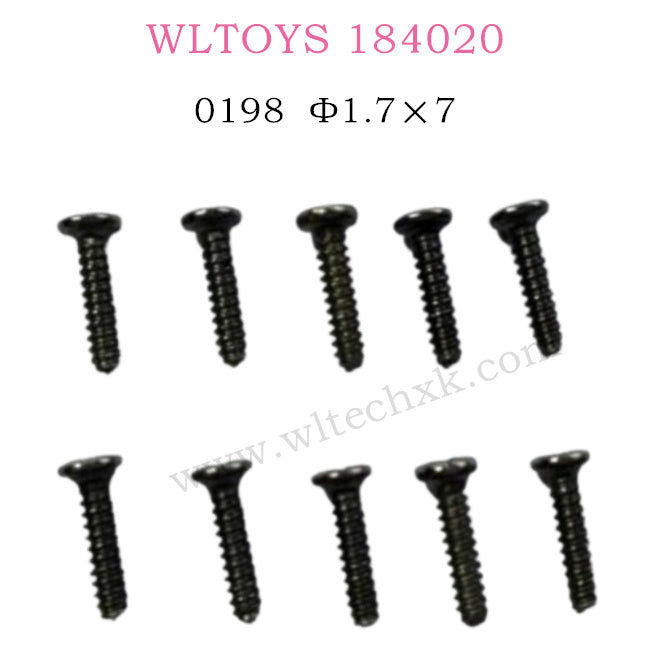 WLTOYS 184020 Parts Round head self-tapping screw 1.7×7 0198