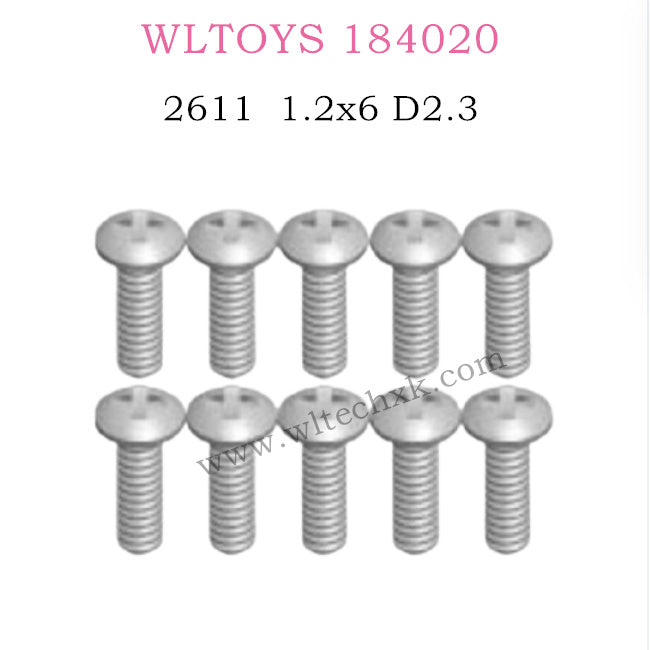WLTOYS 184020 Parts Round head self-tapping screws 1.2x6 D2.3 2611