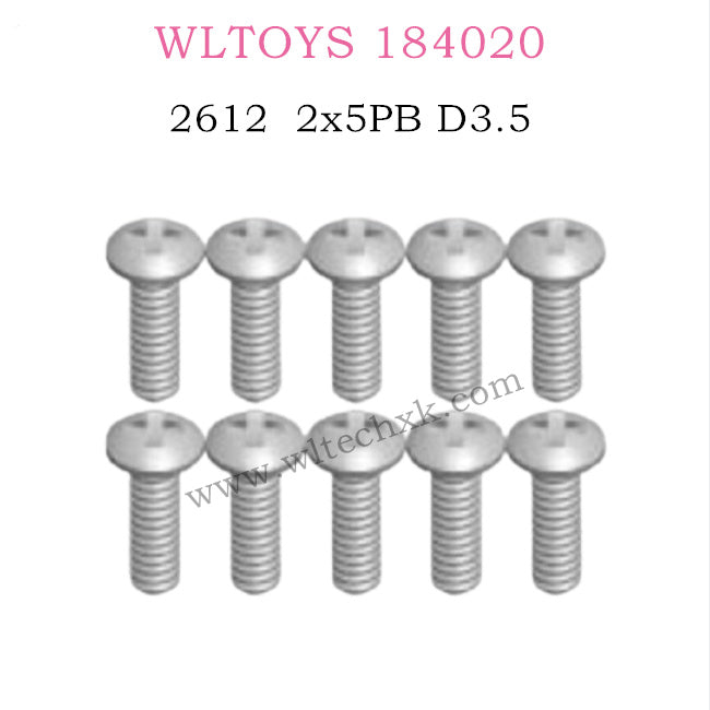 WLTOYS 184020 Parts Round head self-tapping screws 2x5PB D3.5 2612