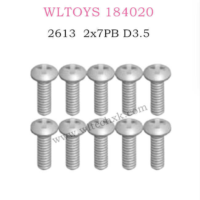 WLTOYS 184020 Parts Round head self-tapping screws 2x7PB D3.5 2613