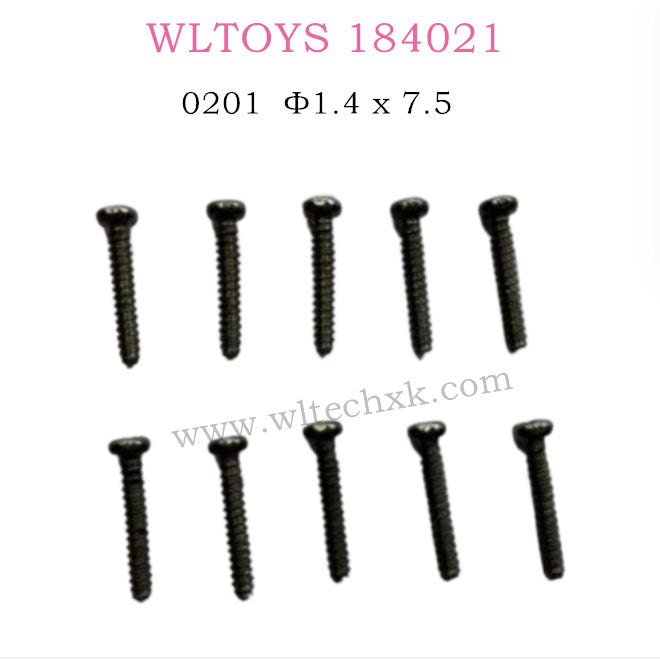 WLTOYS 184021 parts Round head self-tapping screw 1.4 x 7.5 0201