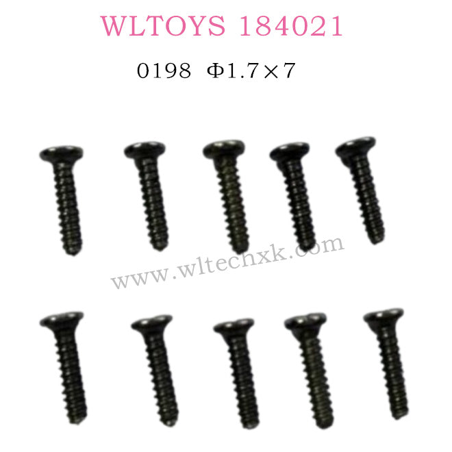 WLTOYS 184021 parts Round head self tapping screw 1.7×7 0198