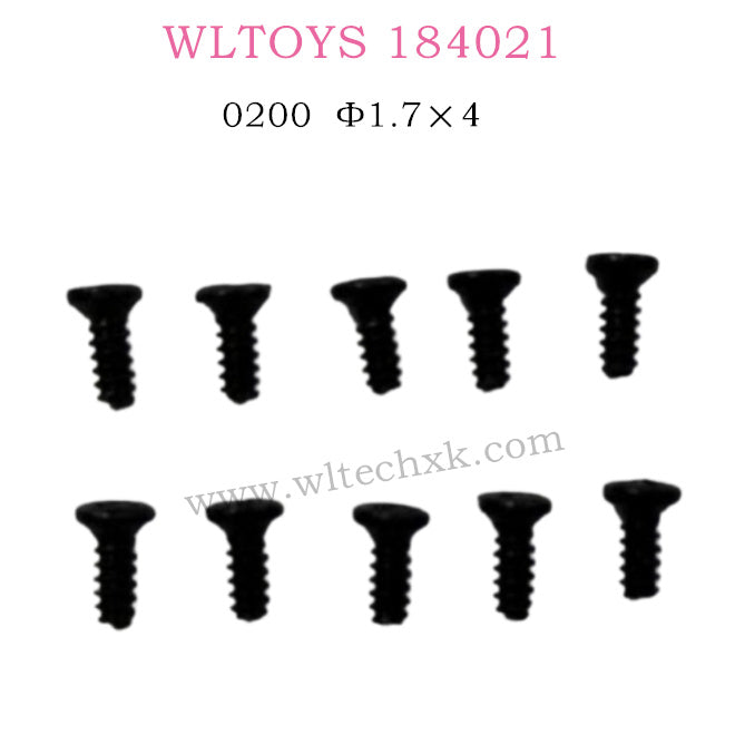 WLTOYS 184021 parts Round head tapping screw 1.7×4 0200
